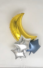 Load image into Gallery viewer, Sweet Moon 16 Piece Moon and Star Balloons Bouquet - Baby Shower, Birthday, Gender Reveal, Eid, and Ramadan Party Decoration (Blue)