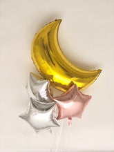 Load image into Gallery viewer, Sweet Moon 16 Piece Moon and Star Balloons Bouquet - Baby Shower, Birthday, Gender Reveal, Eid, and Ramadan Party Decoration (Rose Gold)