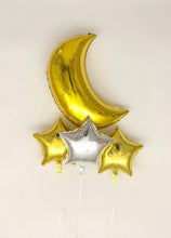 Load image into Gallery viewer, Sweet Moon 24 Piece Moon and Star Balloons Bouquet - Baby Shower, Birthday, Eid, and Ramadan Party Decoration (Metallic Green)