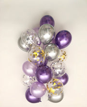 Load image into Gallery viewer, Sweet Moon 24 Piece Moon and Star Balloons Bouquet - Baby Shower, Birthday, Gender Reveal, Eid, and Ramadan Party Decoration (Purple)
