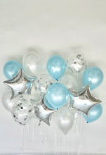 Load image into Gallery viewer, Sweet Moon 16 Piece Moon and Star Balloons Bouquet - Baby Shower, Birthday, Gender Reveal, Eid, Ramadan Party Decoration (Baby Blue)