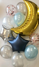 Load image into Gallery viewer, Sweet Moon 11 Piece Moon and Star Balloons Bouquet - Baby Shower, Birthday, Gender Reveal, Eid, and Ramadan Party Decoration (Blue)