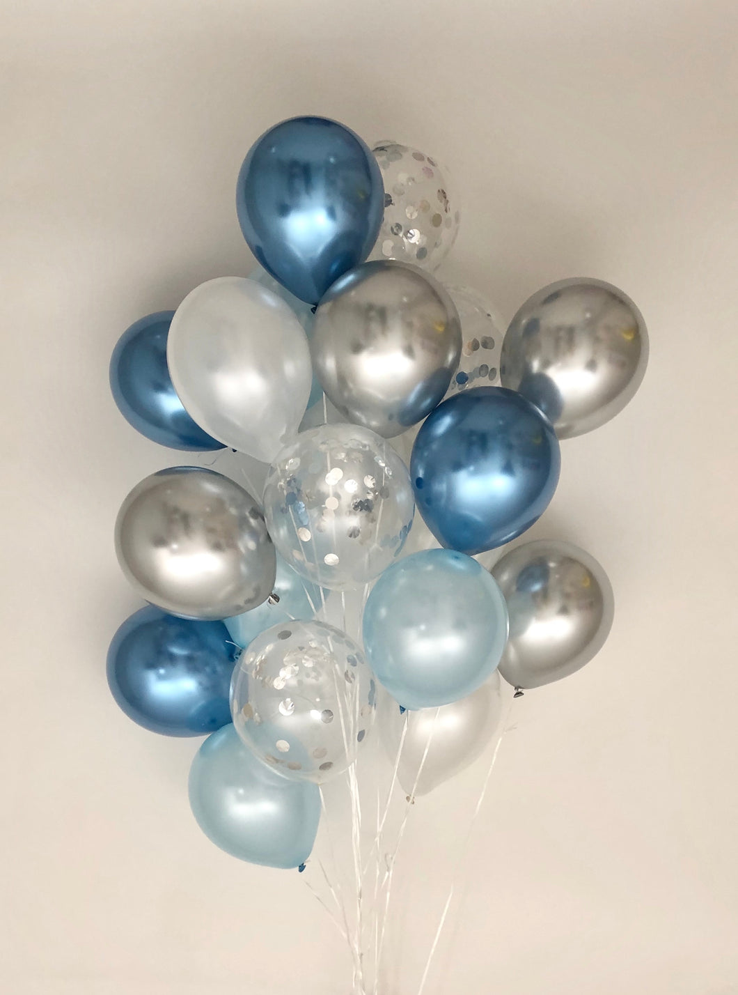 Sweet Moon 20 Piece Latex Balloons Bouquet - Baby Shower, Bridal Shower, Eid, and Ramadan Party Decoration (Metallic Blue)