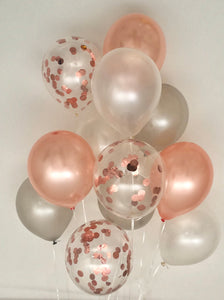 Sweet Moon 12 Piece Latex Balloons Bouquet - Baby Shower, Bridal Shower, Eid, and Ramadan Party Decoration (Rose Gold)