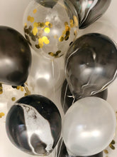 Load image into Gallery viewer, Sweet Moon 20 Piece Crescent and Star Balloons Bouquet - Baby Shower, Birthday, Hajj, Eid, and Ramadan Party Decoration (Black Agate Marble)