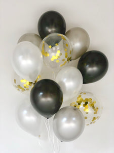 Sweet Moon 12 Piece Latex Balloons Bouquet - Baby Shower, Bridal Shower, Eid, and Ramadan Party Decoration (Black)