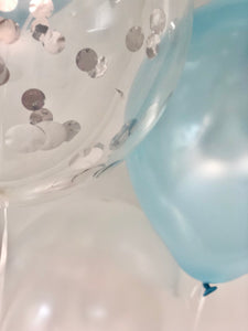 Sweet Moon 12 Piece Latex Balloons Bouquet - Baby Shower, Bridal Shower, Eid, and Ramadan Party Decoration (Baby Blue)
