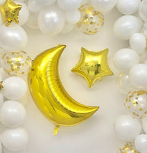 Load image into Gallery viewer, Sweet Moon 16-Feet Crescent and Star Balloon Garland Set- Baby Shower, Birthday, Bridal Shower. Eid, and Ramadan Decoration (White)