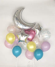 Load image into Gallery viewer, Sweet Moon 16 Piece Moon and Star Balloons Bouquet - Baby Shower, Gender Reveal, Bridal Shower, Eid, and Ramadan Decoration (Dream Set)