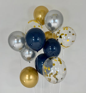Sweet Moon 16 Piece Moon and Star Balloons Bouquet - Baby Shower, Birthday, Gender Reveal, Eid, and Ramadan Party Decoration (Navy Blue)